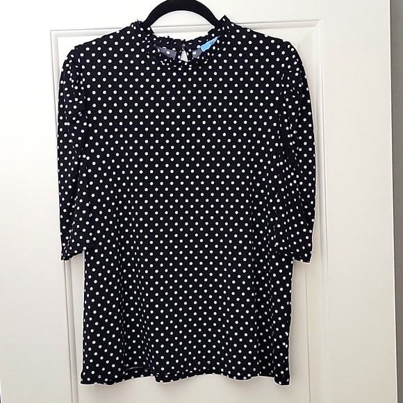 Cece Polka Dot 3/4 sleeve black and white blouse - Picture 1 of 6